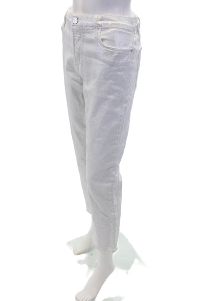 Frame Womens Cotton Denim High-Rise Straight Leg Jeans White Size 30