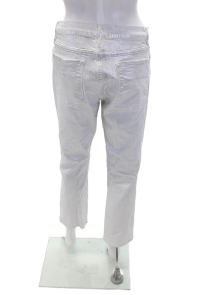 Frame Womens Cotton Denim High-Rise Straight Leg Jeans White Size 30