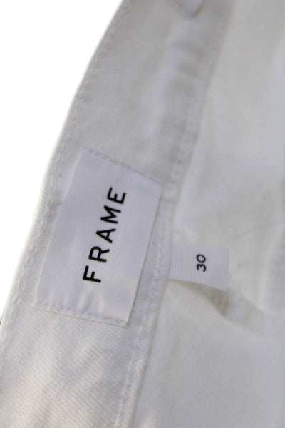 Frame Womens Cotton Denim High-Rise Straight Leg Jeans White Size 30