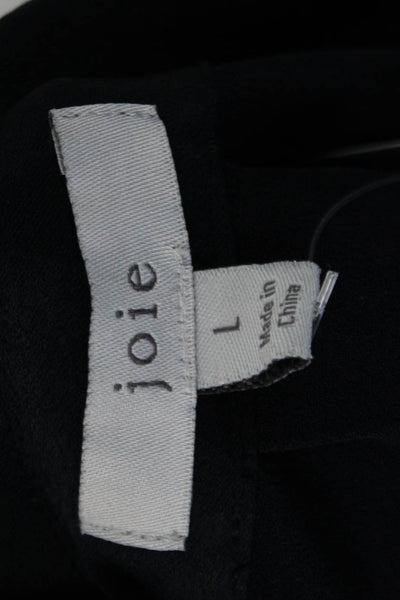 Joie Womens Collared Short Short Sleeve Button Up Pajama Shirt Navy Size L