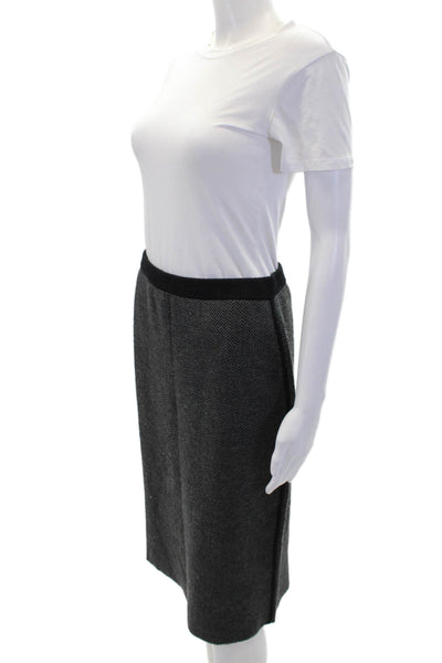 Gerard Darel Womens Herringbone Print Pencil Skirt Gray Black Wool Size 2