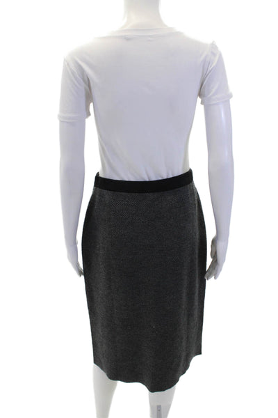 Gerard Darel Womens Herringbone Print Pencil Skirt Gray Black Wool Size 2