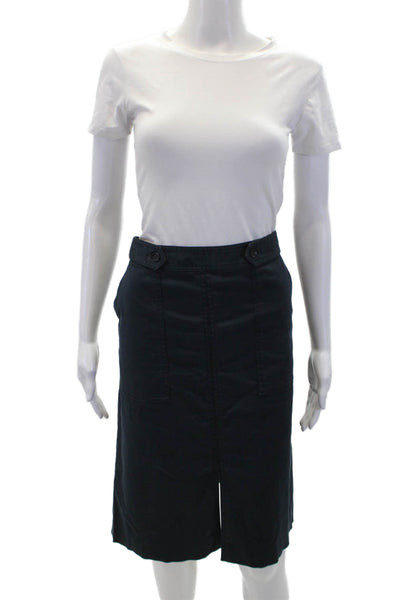 Gerard Darel Womens Knee Length Pencil Skirt Navy Blue Cotton Size EUR 42