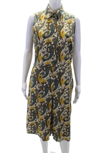 Lafayette 148 New York Womens Paisley Print Dress Multi Colored Cotton Size 10