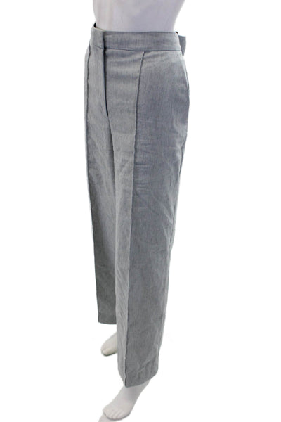 Tailored Rebecca Taylor Womens Linen Creased Wide Leg Dress Pants Blue Size 14