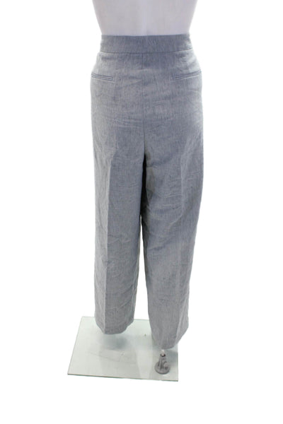 Tailored Rebecca Taylor Womens Linen Creased Wide Leg Dress Pants Blue Size 14