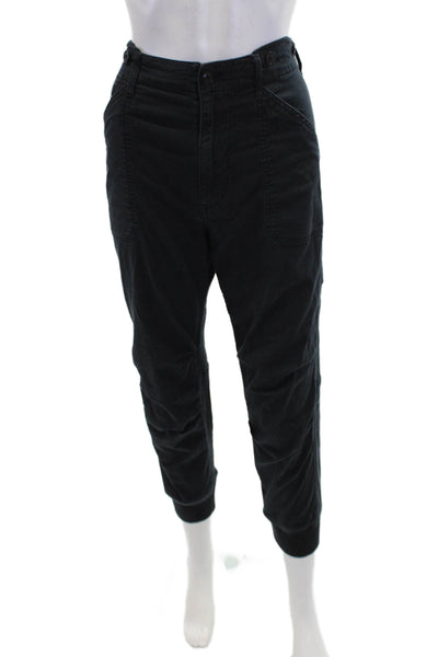Vince Womens High Rise Zip Up Cargo Jogger Pants Black Cotton Size 8