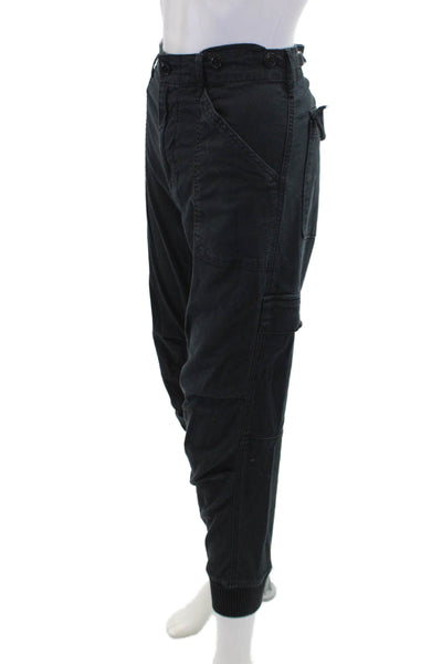 Vince Womens High Rise Zip Up Cargo Jogger Pants Black Cotton Size 8