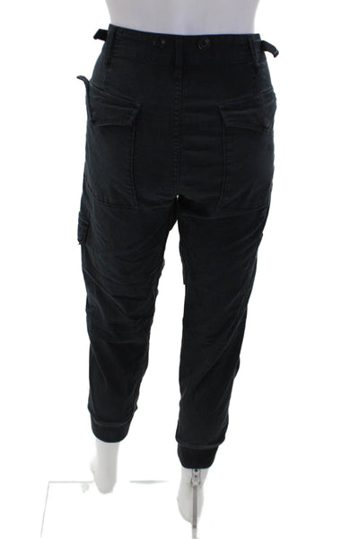 Vince Womens High Rise Zip Up Cargo Jogger Pants Black Cotton Size 8