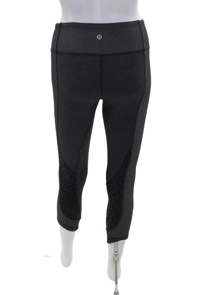 Lululemon Womens High Rise Spotted Trim Cropped Leggings Gray Size 4