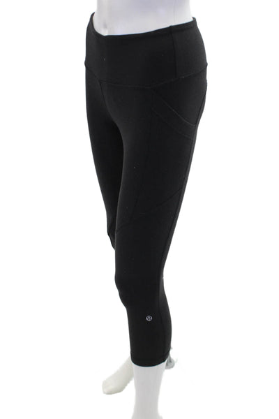 Lululemon Womens Mid Rise Stretch Knit Athletic Cropped Leggings Black Size 4