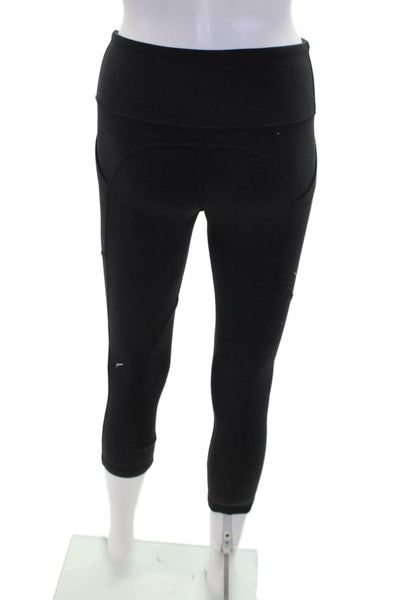 Lululemon Womens Mid Rise Stretch Knit Athletic Cropped Leggings Black Size 4