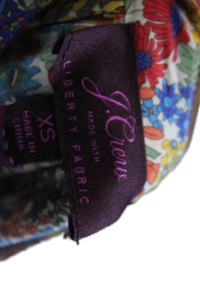 J Crew Womens Cotton Floral Ruffle Trim Tie Waist Shift Dress Multi Size XS