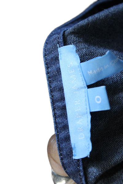 Draper James Womens Half Sleeve Ruffle Trim Denim Shift Dress Blue Size 0