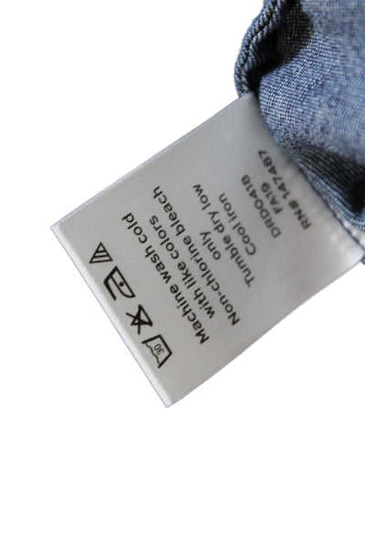 Draper James Womens Half Sleeve Ruffle Trim Denim Shift Dress Blue Size 0
