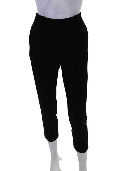Theory Womens Textured Pleated Lined Zip Tapered Leg Dress Pants Black Size 04