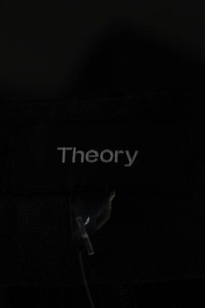 Theory Womens Textured Pleated Lined Zip Tapered Leg Dress Pants Black Size 04