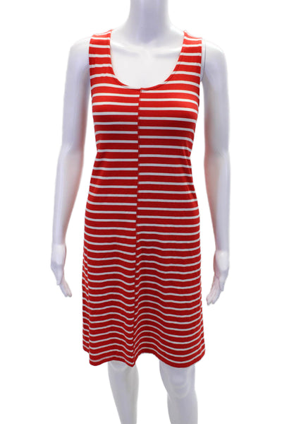 Lilla P Womens Scoop Neck Knee Length Striped Tank Dress Red White Size XL