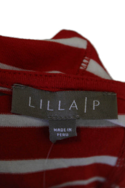 Lilla P Womens Scoop Neck Knee Length Striped Tank Dress Red White Size XL