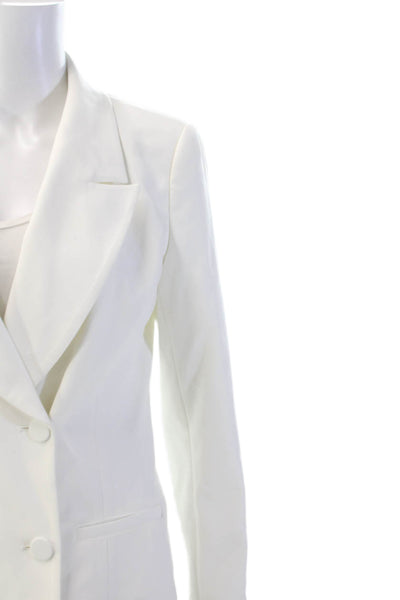 Good American Womens Textured Collar Button Up Suit Blazer White Size 0