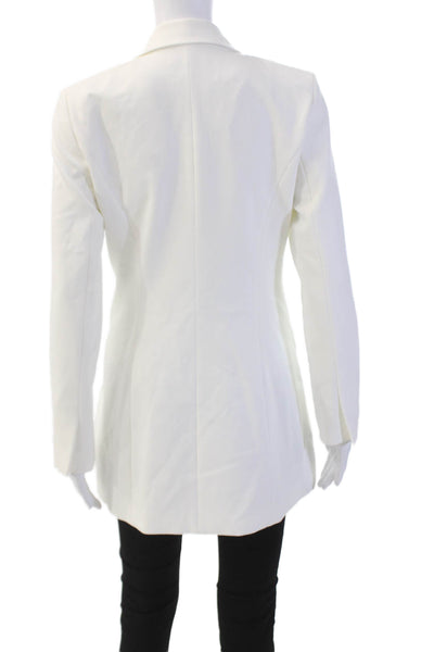 Good American Womens Textured Collar Button Up Suit Blazer White Size 0