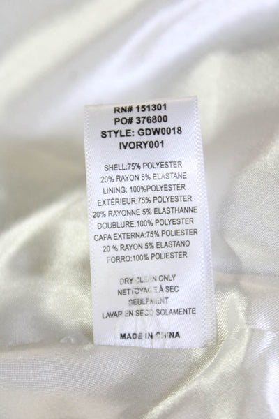 Good American Womens Textured Collar Button Up Suit Blazer White Size 0
