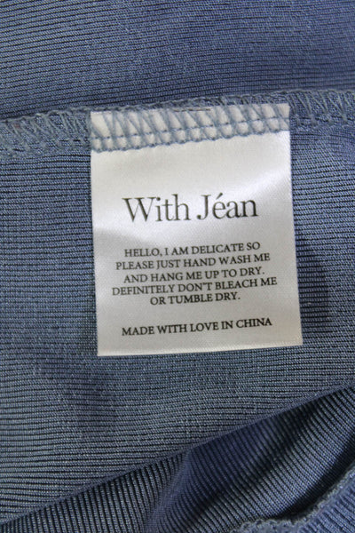 With Jean Womens Textured Round Neck Ruched Cut Out Dress Blue Size S