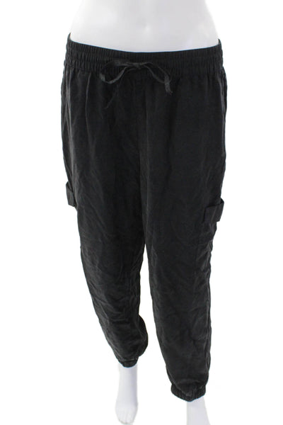 Laundry Women's Drawstring Waist Tapered Leg Cargo Jogger Pants Black Size S