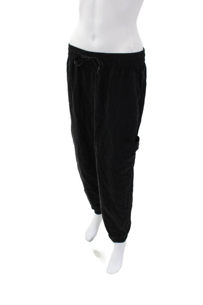 Laundry Women's Drawstring Waist Tapered Leg Cargo Jogger Pants Black Size S