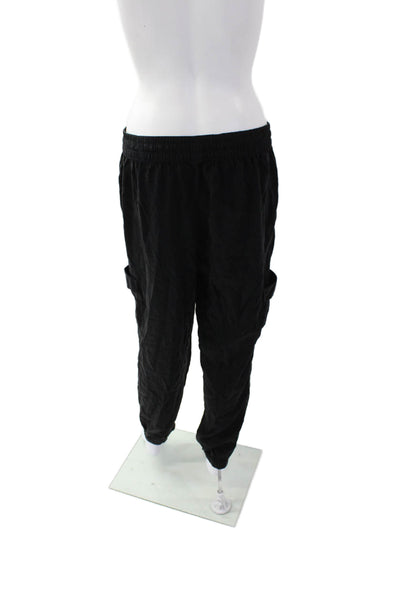 Laundry Women's Drawstring Waist Tapered Leg Cargo Jogger Pants Black Size S