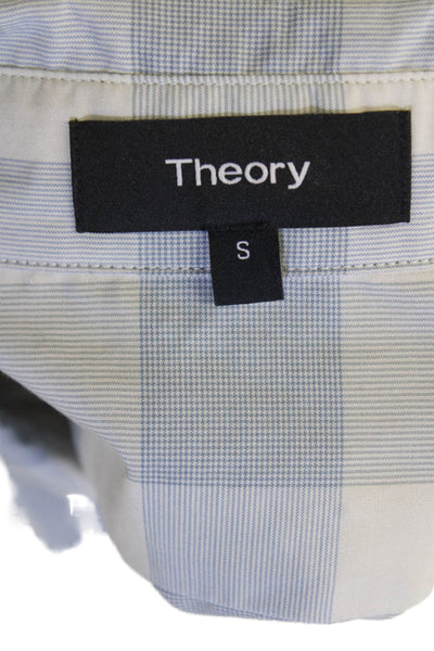 Theory Women's Collared Long Sleeves Button Down Plaid Shirt Gray Size S