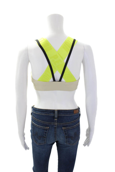 PE Nation Women's Scoop Neck Color Block Racerback Sport Bra Gray Size XS