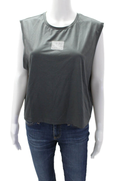 PE Nation Women's Round Neck Sleeveless Athletic Workout Top Gray Size L