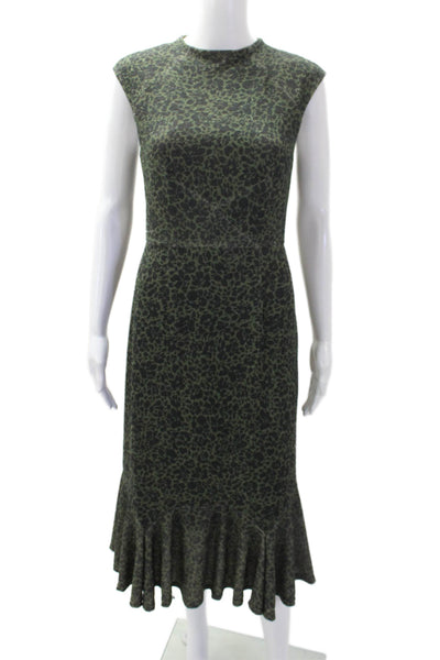 Hutch Womens Textured Sleeveless Round Neck Animal Print Dress Green Size XS
