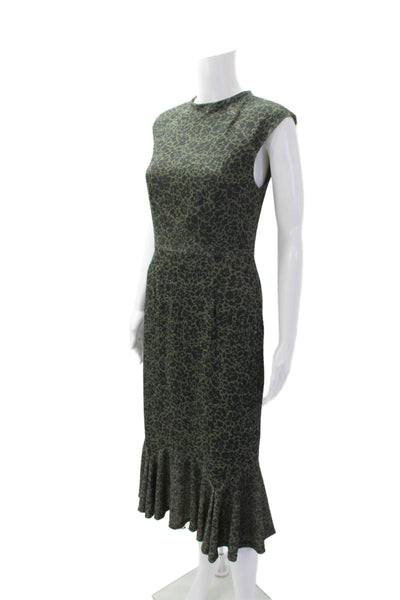Hutch Womens Textured Sleeveless Round Neck Animal Print Dress Green Size XS