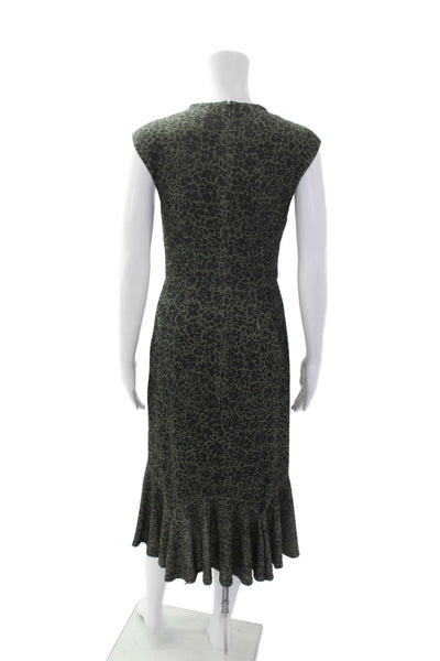 Hutch Womens Textured Sleeveless Round Neck Animal Print Dress Green Size XS