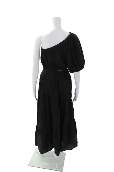 Velvet Womens Cotton Off The Shoulder One Sleeve Cut Out Maxi Long Dress Black S