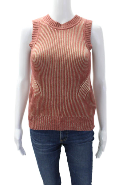 Nicole Miller Collection Womens Sleeveless Shell Sweater Pink Cotton Size Medium