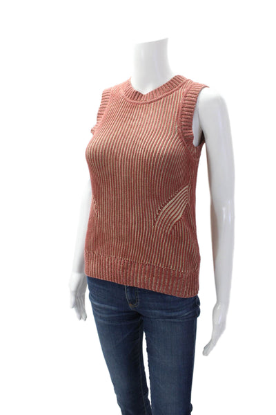 Nicole Miller Collection Womens Sleeveless Shell Sweater Pink Cotton Size Medium