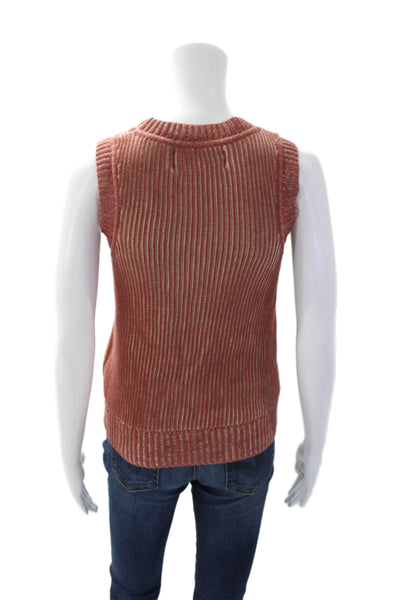 Nicole Miller Collection Womens Sleeveless Shell Sweater Pink Cotton Size Medium