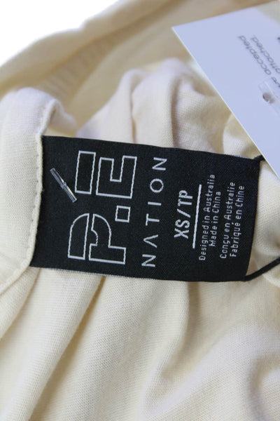 PE Nation Women's Round Neck Sleeveless Graphic Tank Top Beige Size XS