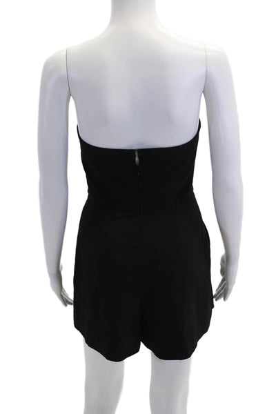 Black Halo Womens Strapless Pleated Front High Rise Romper Black Size 2