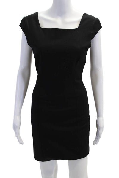 Helmut Lang Womens Short Cap Sleeves Knee Length Dress Black Wool Size 4