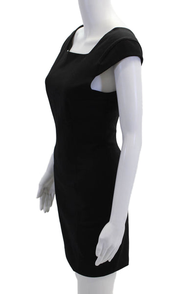 Helmut Lang Womens Short Cap Sleeves Knee Length Dress Black Wool Size 4