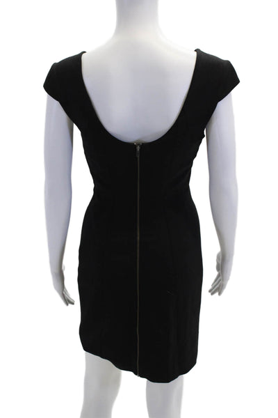 Helmut Lang Womens Short Cap Sleeves Knee Length Dress Black Wool Size 4