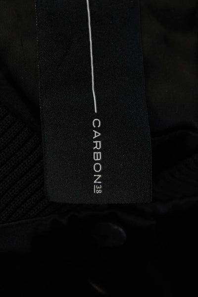 Carbon 38 Womens Long Sleeves Button Down Bomber Jacket Black Size Small