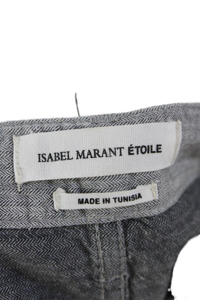 Isabel Marant Etoile Women's Button Closure Straight Leg Pants Gray Size 34