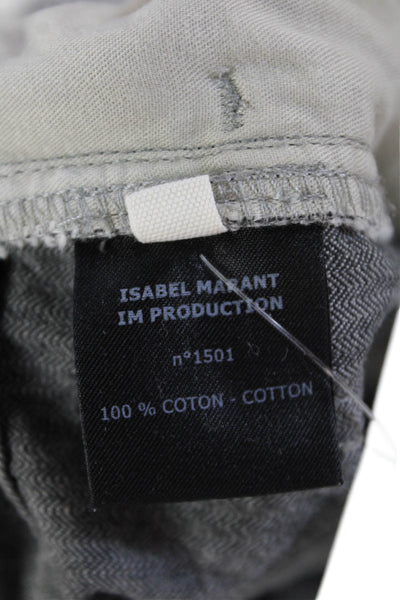 Isabel Marant Etoile Women's Button Closure Straight Leg Pants Gray Size 34