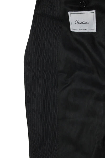 Corneliani Mens Wool Pinstriped Two Button Long Sleeve Blazer Black Size 50