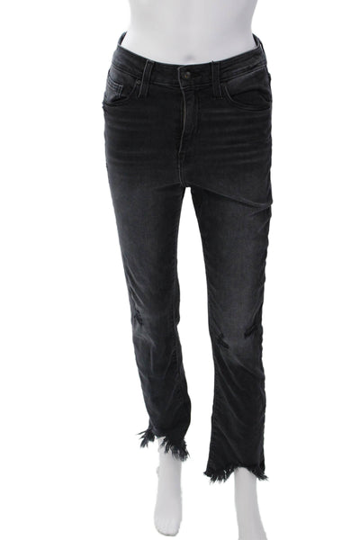 Jonathan Simkhai Womens Cotton Lightly Distressed Raw Hem Jeans Gray Size 27